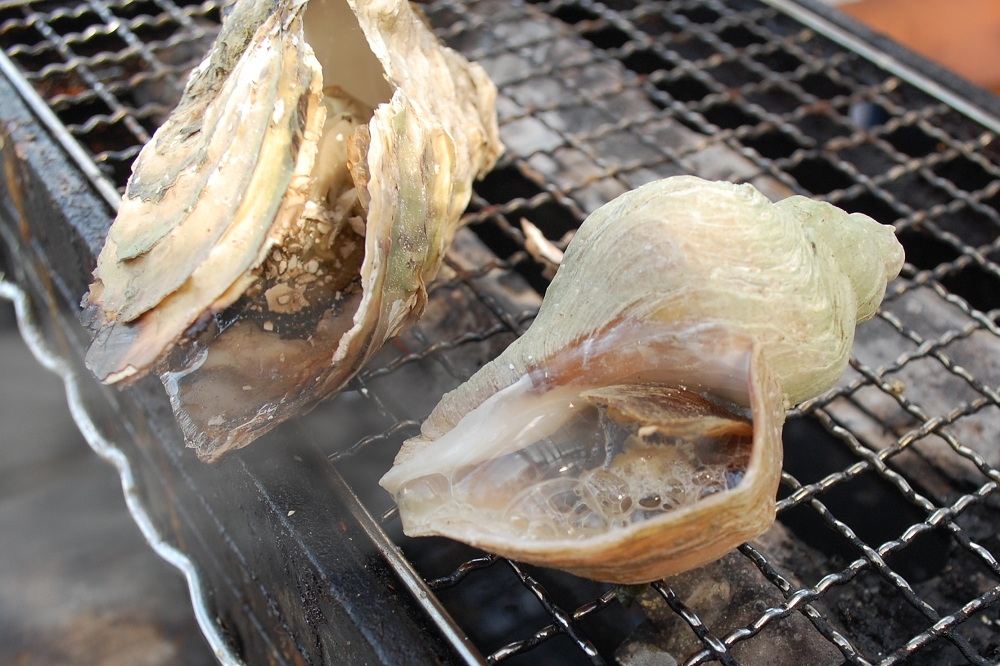 ガンガン焼きは網焼きか、蒸し焼きかを選べる。蒸し焼きを選ぶと、せいろ鍋を用意してくれる