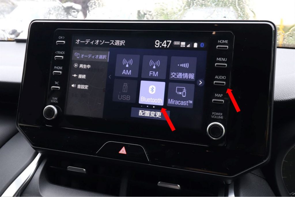  (4)オーディオメニューから「Bluetooth」を選択し、スマホを操作して音源を再生する 
