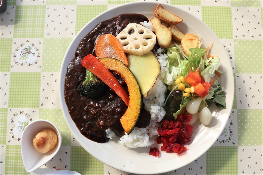 彩りがきれいな野菜のカレーを注文