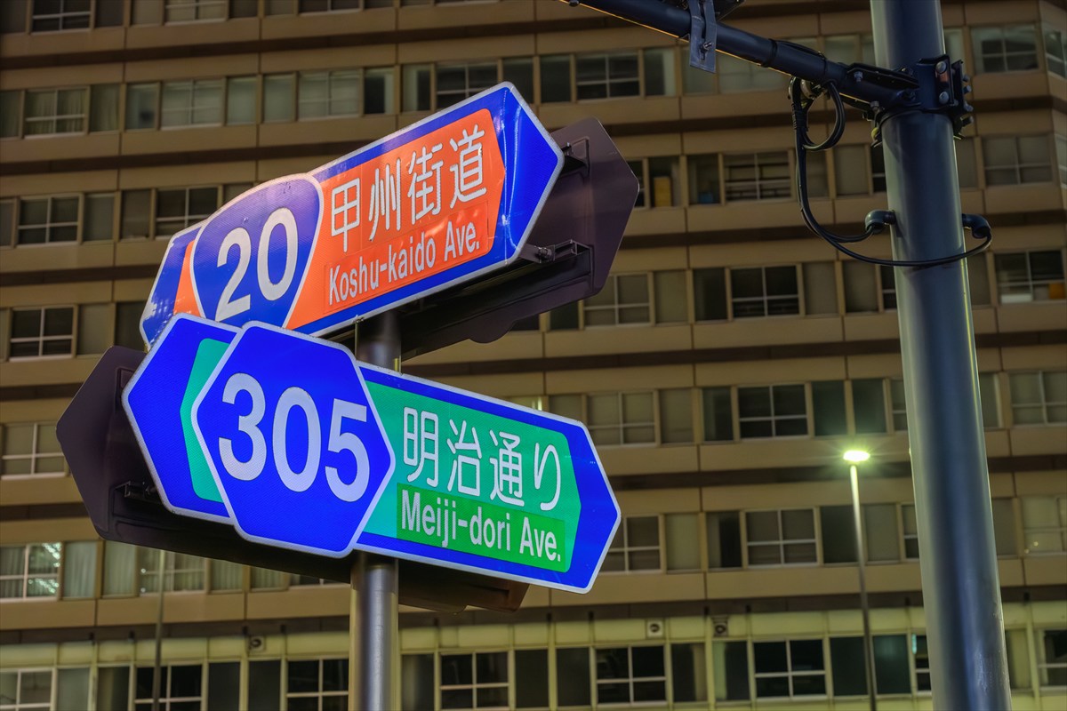 国道20号(甲州街道)と都道305号芝新宿王子線(明治通り)が交わる交差点