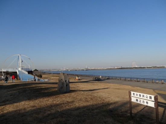 遠くに見える観覧車は葛西臨海公園