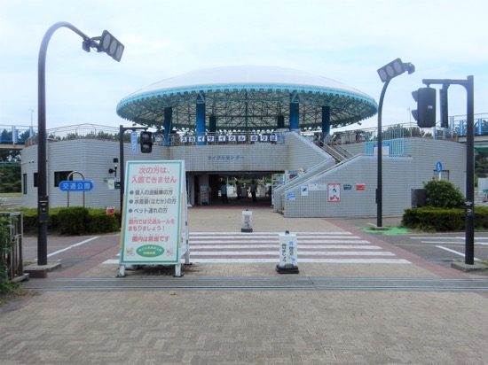 交通公園の入り口は横断歩道から始まります