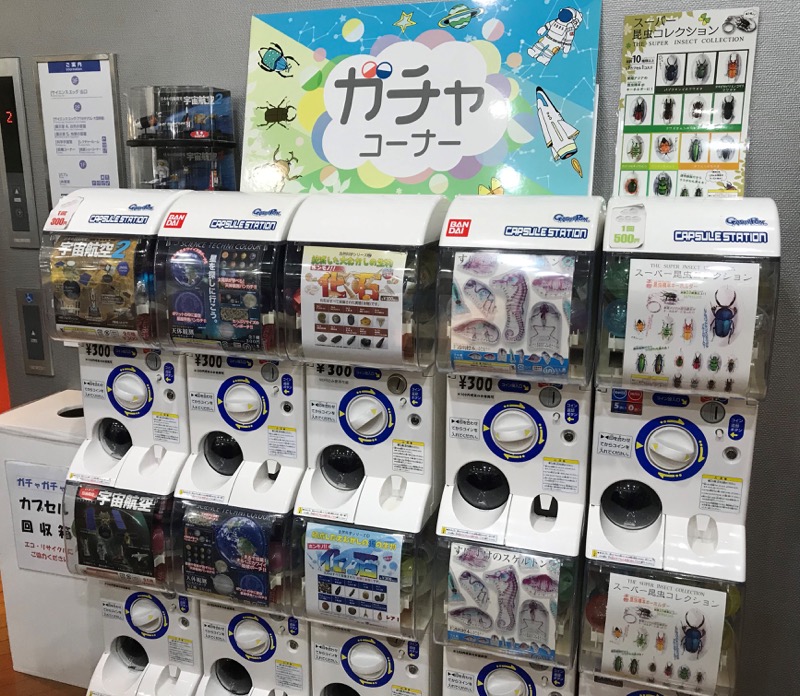 六都科学館にまつわるカプセルトイが勢ぞろい。１番人気は「昆虫コレクション」